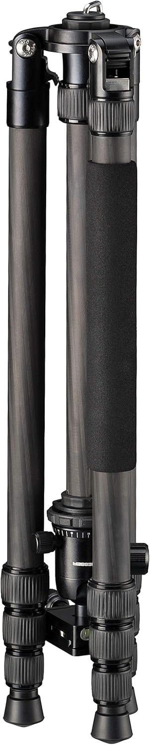 Bresser Carbon-Stativ 165cm höhenverstellbar, 3-in-1 Dreibein Einbein Bodenstativ, 10kg Traglast, Ar