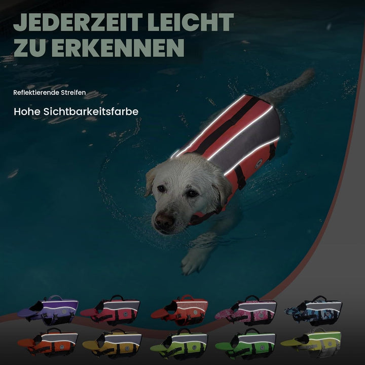 VIVAGLORY Front Float Schwimmweste Hund, Hundeschwimmweste für Bootfahren, Schwimmweste with Kopfstü