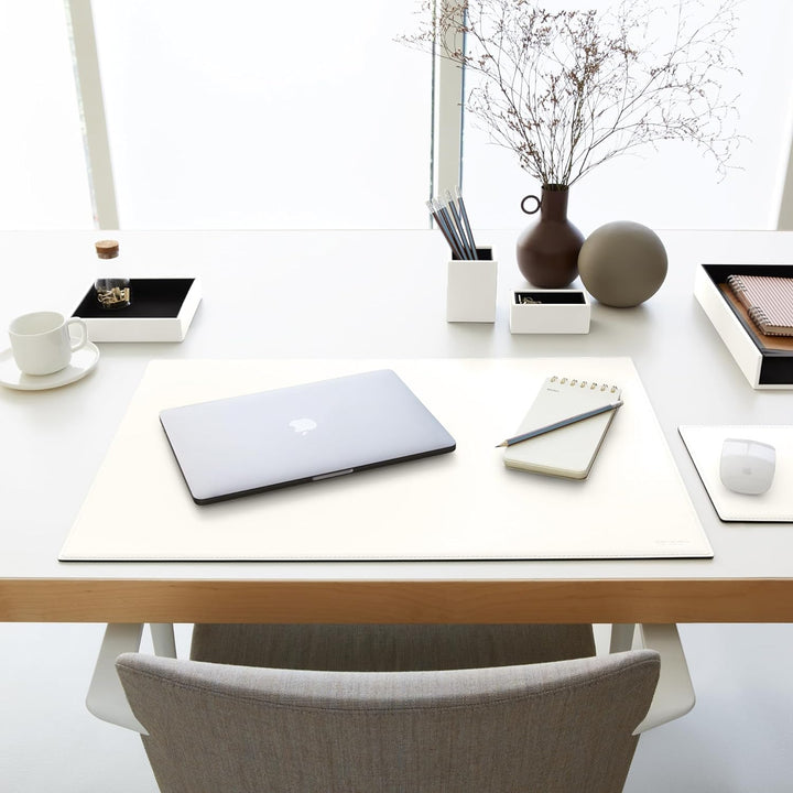 Eglooh - Minerva - Taschenleerer Leder Weiss - Schreibtisch-Organizer mit modernem Design - Ablagefa