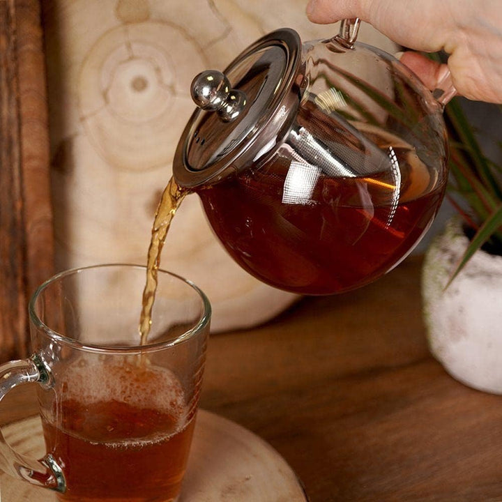 Orion Teekanne Glas Borosilikatglas Hitzebeständig mit Edelstahl Abnehmbare Siebeinsatz Teesieb und