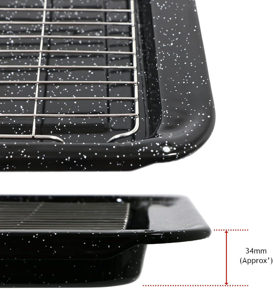 spares2go emailierten Grillpfanne Kit für Falcon Ofen Herd (445 x 276 x 34 mm)