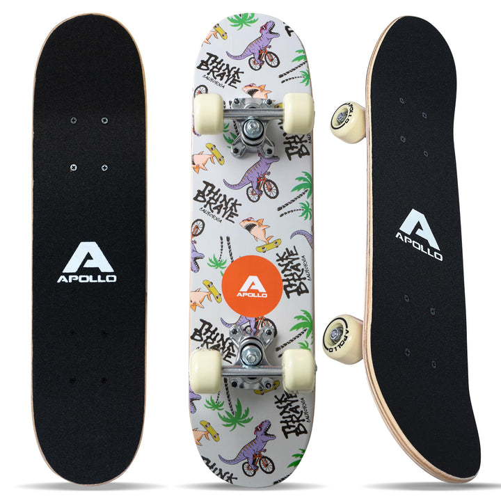 Apollo Kinder Skateboard, kleines Komplett Board mit ABEC 3 Kugellagern und Aluminium Achsen, Coole