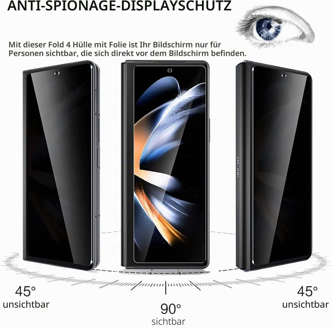 Miimall Kompatibel mit Samsung Galaxy Z Fold 4 Hülle mit Displayschutz Anti-Peeping+Magnetischer Sch