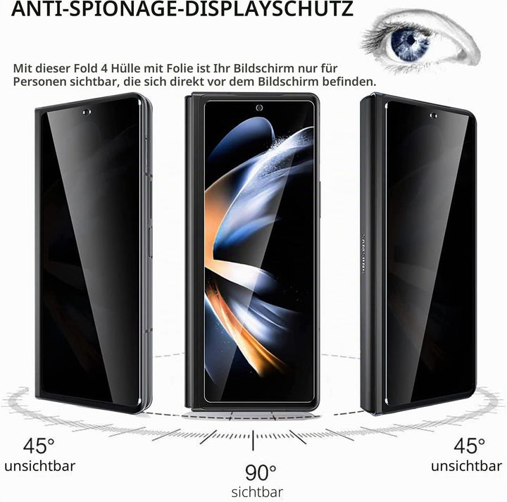 Miimall Kompatibel mit Samsung Galaxy Z Fold 4 Hülle mit Displayschutz Anti-Peeping+Magnetischer Sch