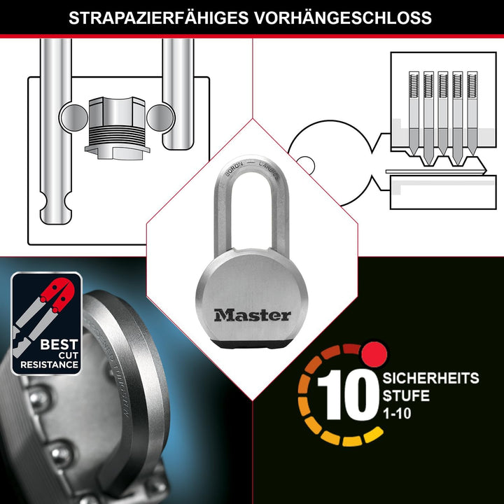 MASTER LOCK M930EURDLH Excell Vorhängeschloss 69mm lamellierter Stahl (Wasserbeständig) Lang Bügel +