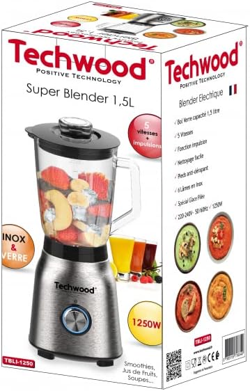 Techwood TBL-771 Standmixer, 2 Geschwindigkeitsstufen, 500 W, 1,5 l, Weiss Von Ceruse