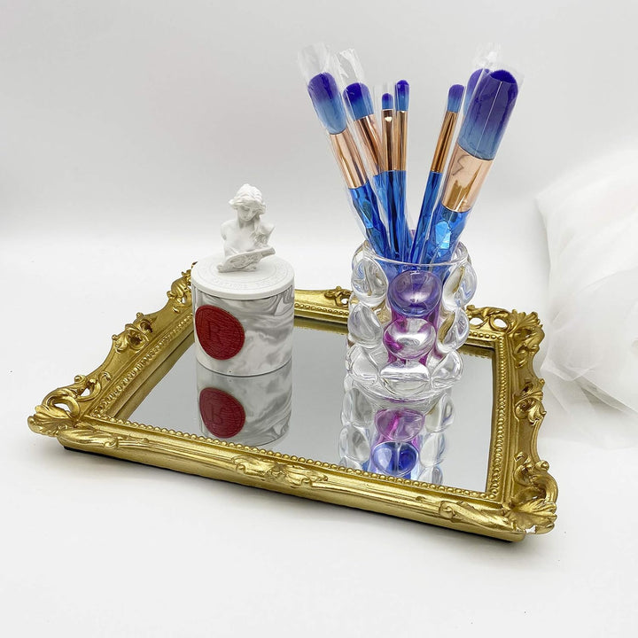 lemonadeus Verzierter Gold Barock Rahmen Spiegel Luxus Elegante Kleine Rechteck Quadratisch Gold Wan