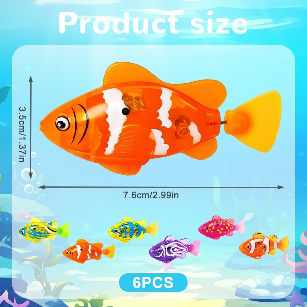 6 Stück Robo Fish, Elektronische Fisch mit Licht,