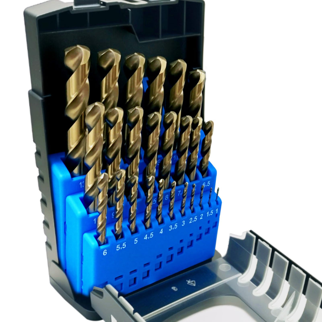 NORTOOLS 25 Stück HSS M35 Cobalt 5% Metallbohrer Bohrer DIN338 mit 135 °Split Point 1-13 mm x 0,5 mm