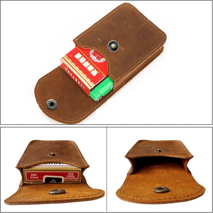 aolaso Spielkartenetui, Echtes Leder Single Deck Card Box/Halter Ledergürteltasche für Männer Mini-G