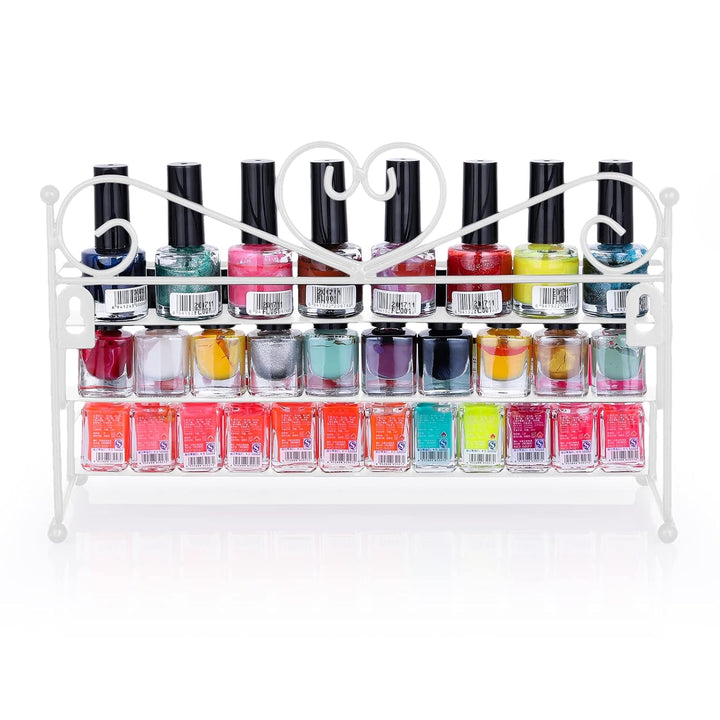 FullBerg Weiss Nagellack Regal mit 3 Metall Ablagen als Wandregal Aufbewahrung für Nagellack oder ät