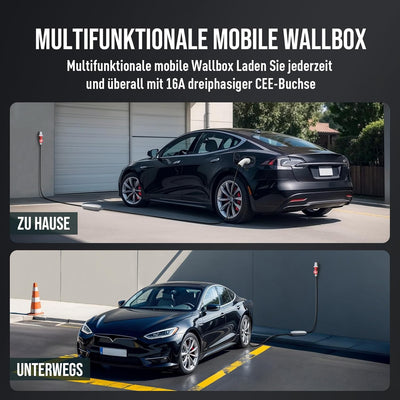 Teskee EV-Ladegerät Typ 2 Tragbare EV-Autos Heim-Ladestation Wallbox mit Tragetasche für alle Elektr