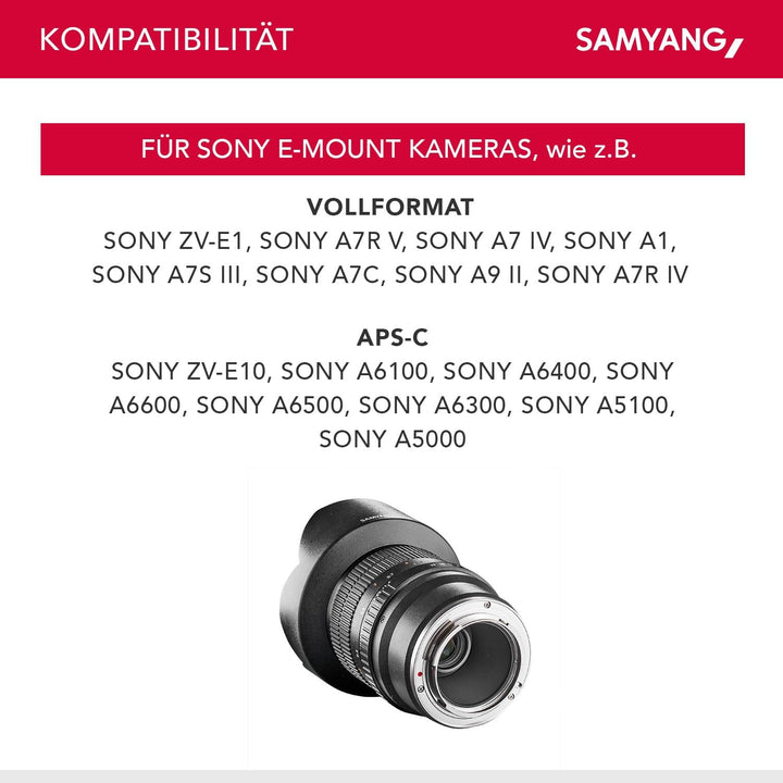 Samyang MF 14mm F2,8 Sony E - Weitwinkelobjektiv für Vollformat und APS-C Sensor - Landschaftsfotogr