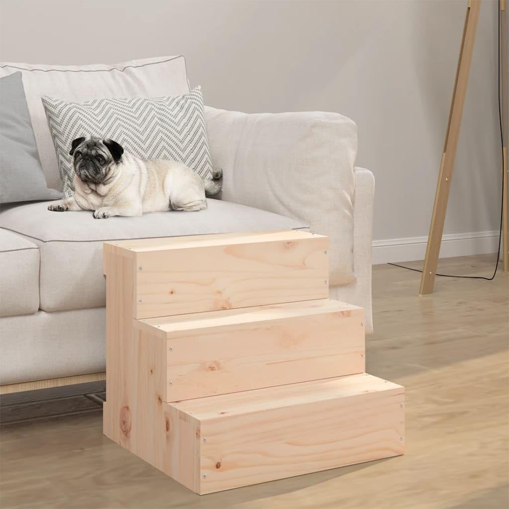 Mangloder Haustiertreppe aus Massivholz Kiefer, 40 x 37,5 x 35 cm, Treppe Rampe Stufe Leiter Einstie