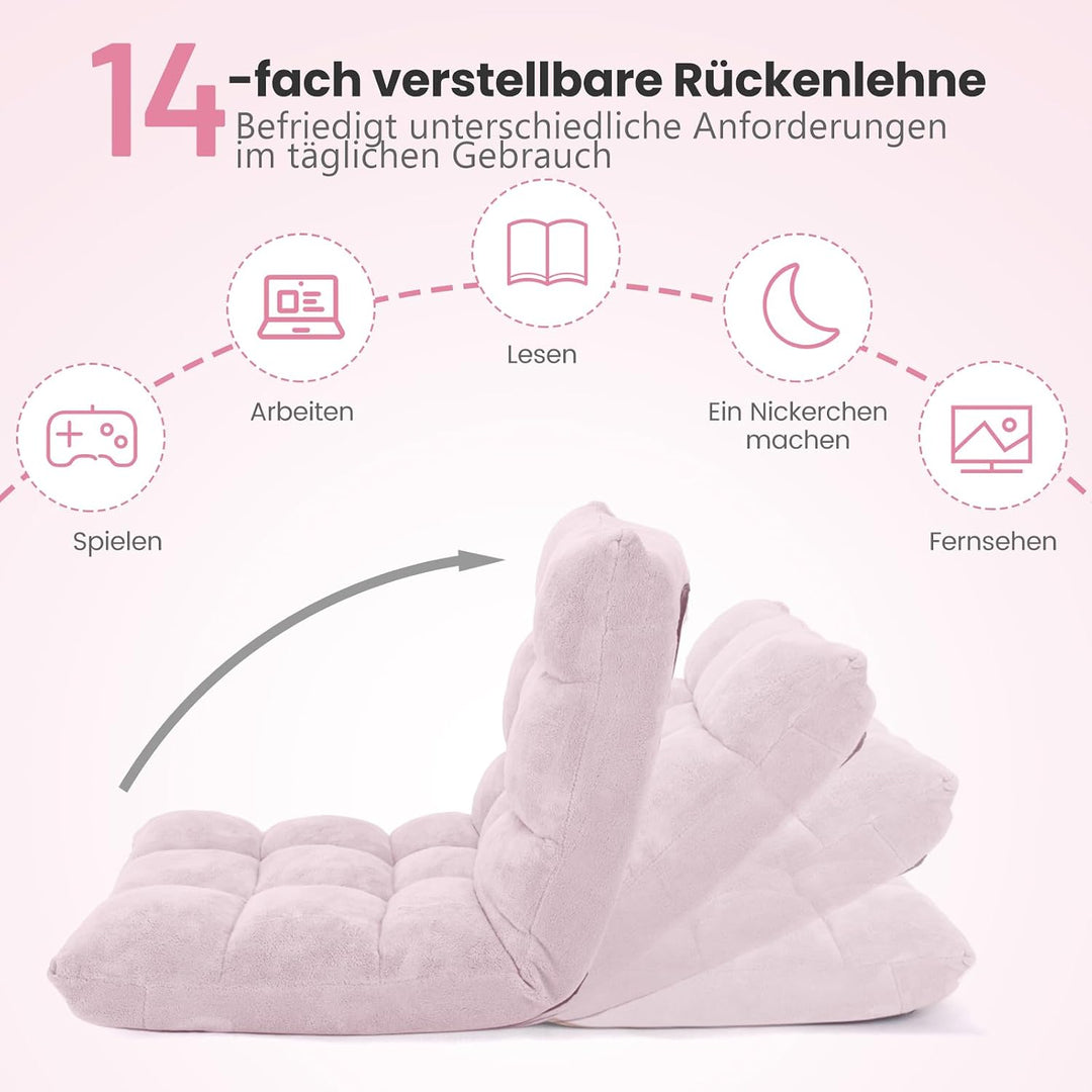 RELAX4LIFE Bodenstuhl Klappbar, Bodensessel mit Verstellbarer Rückenlehne &amp; Liegefunktion, Bodensitz