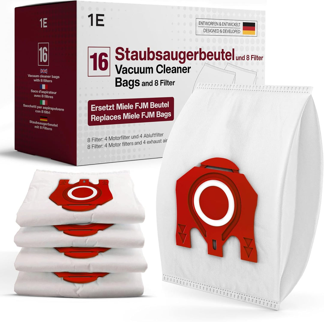 16 Staubsaugerbeutel für Miele Staubsauger [Compact C2 & C1, Complete C1] Ersetzt FJM inkl. 4 Motor-