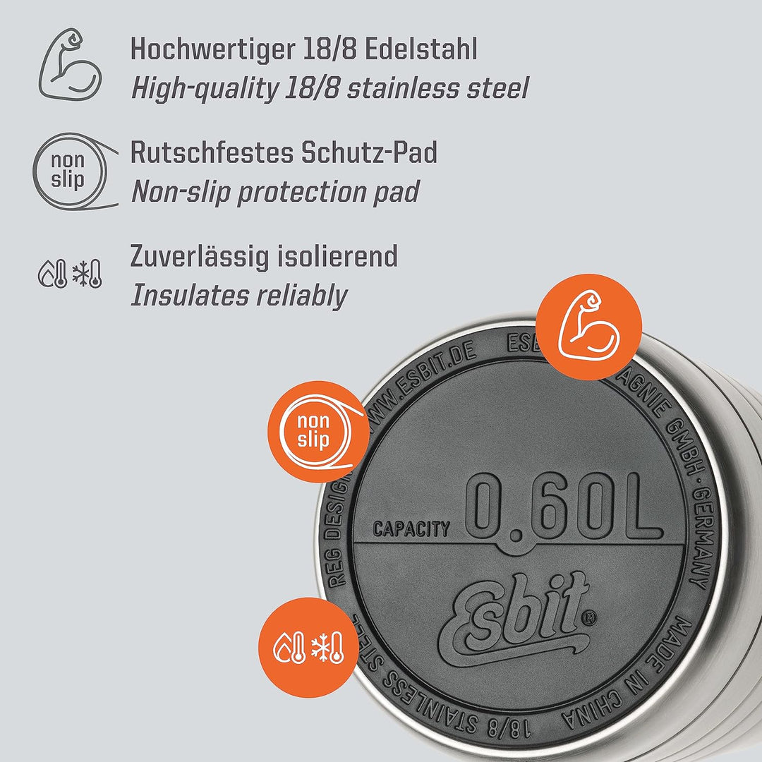 Esbit Thermobehälter Majoris für Essen - Warmhaltebehälter 600 ml in Edelstahl - aus Edelstahl für w