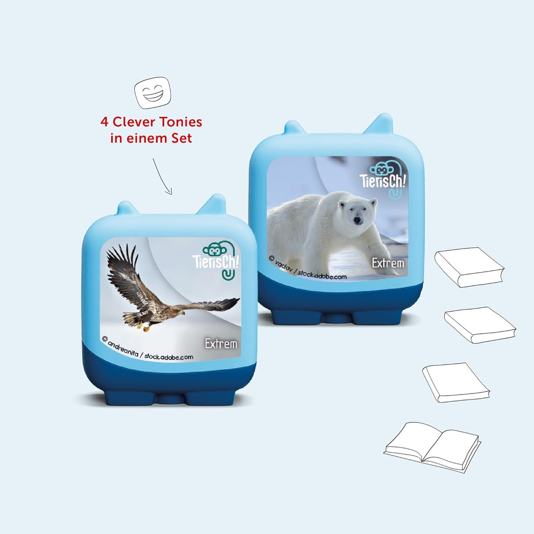 Tonies Clever Tonie 4er Set Tierisch! Extrem, Wissens-Hörspiel für Kinder ab 5 Jahren, Spielzeit ca.