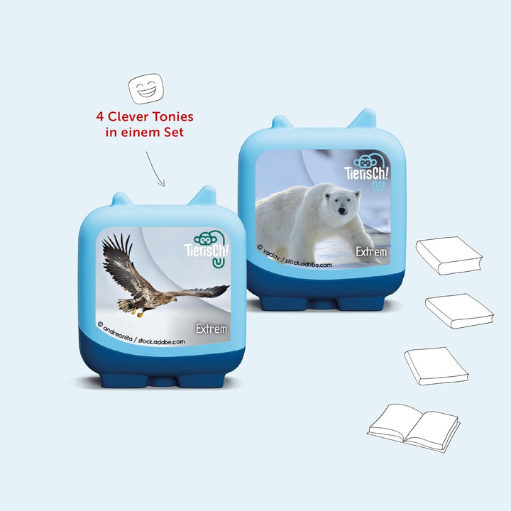 Tonies Clever Tonie 4er Set Tierisch! Extrem, Wissens-Hörspiel für Kinder ab 5 Jahren, Spielzeit ca.