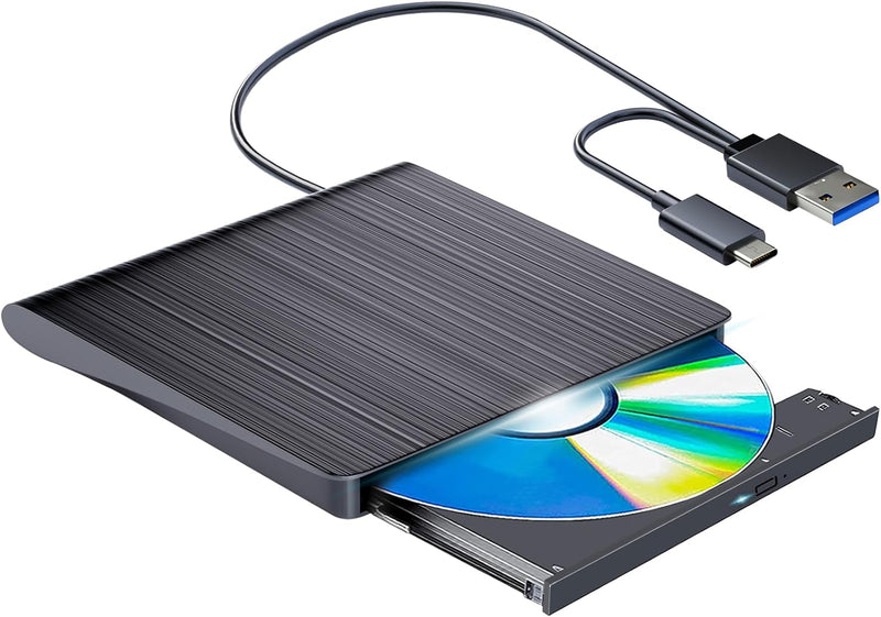 aelrsoch Externes Blu-ray Laufwerk DVD/BD Player Lesen/Schreiben Tragbares USB 3.0 und Typ-C DVD Rec