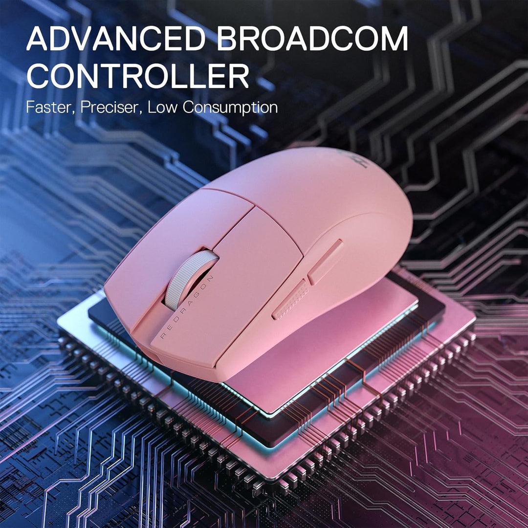 Redragon M916 PRO 3-Modus Wireless Gaming Maus, 49G Ultra-Leicht 26K DPI Maus mit Ergonomischem Natü