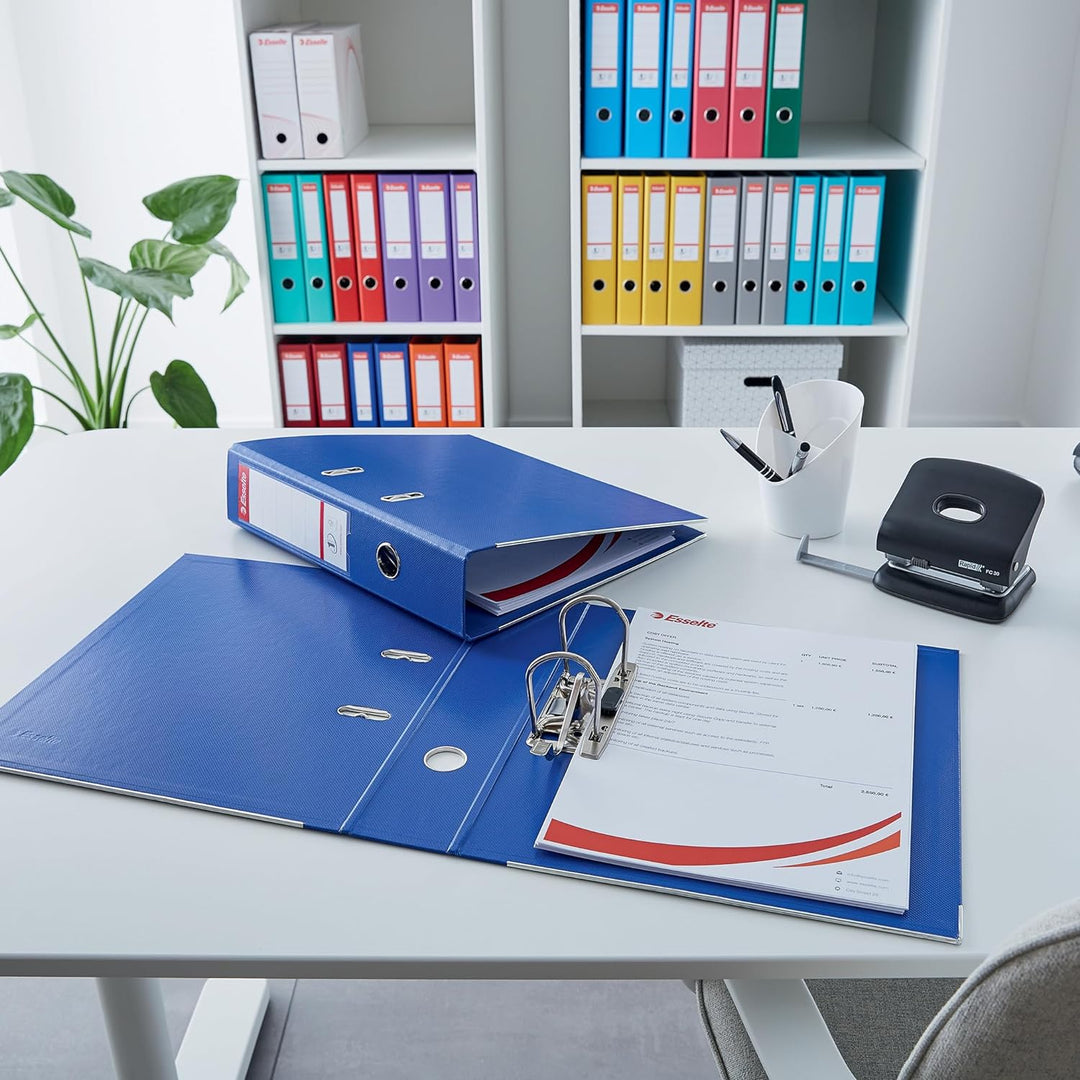 Esselte Ordner breit, DIN A4, 10er Pack, 7,5 cm Rückenbreite, Kunststoff-Ordner, Blau, Vivida, 81135