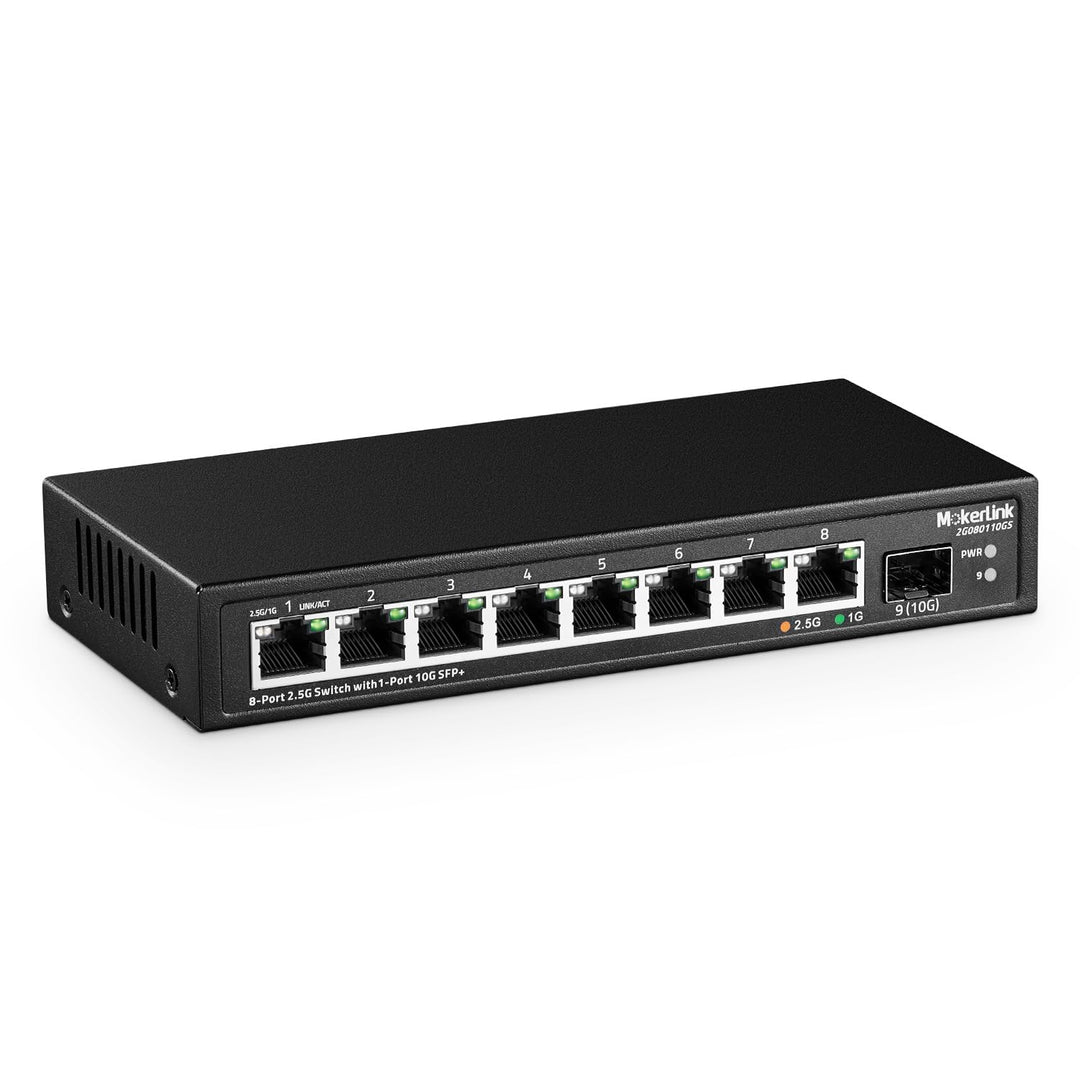 MokerLink 8 Port 2.5Gigabit Ethernet Switch mit 10G SFP Slot, 8 x 2.5G Base-T Ports kompatibel mit 1