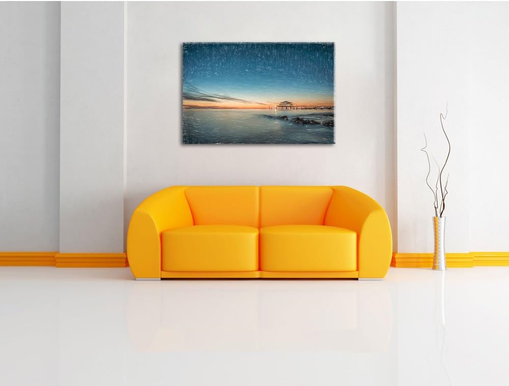 Pixxprint Timmendorfer Strand / 100x70cm Leinwandbild bespannt auf Holzrahmen/Wandbild Kunstdruck De