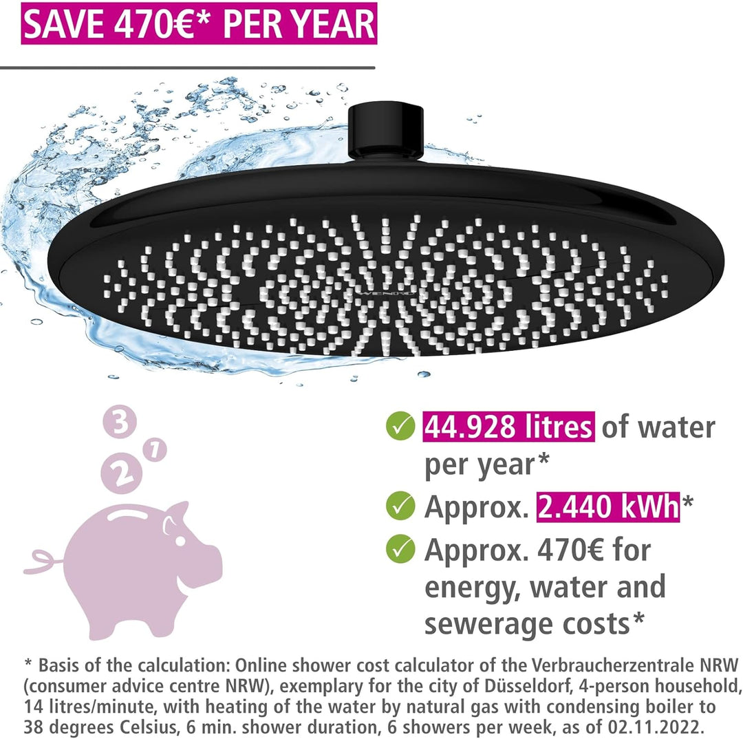 WENKO Wasserspar Regenduschkopf Watersaving, wassersparende Universal-Kopfbrause mit nachhaltigem Wa