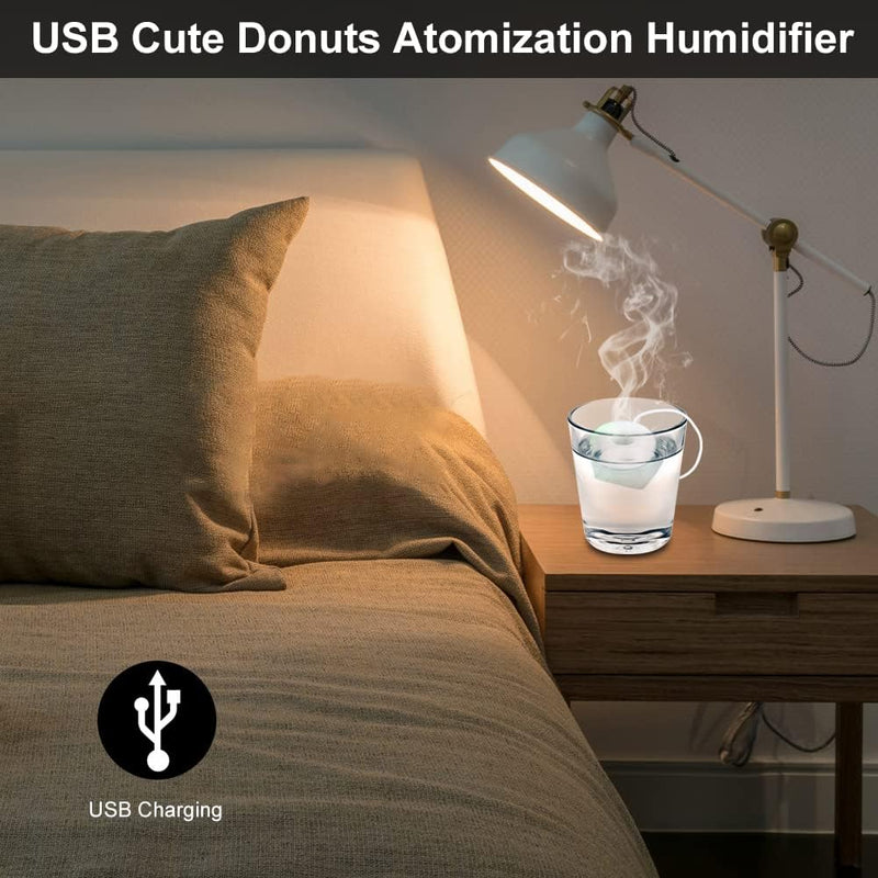Eboxer Tragbarer Mini-Donut-förmiger USB-Zerstäubungsspray-Luftbefeuchter USB Luftbefeuchter für Hom