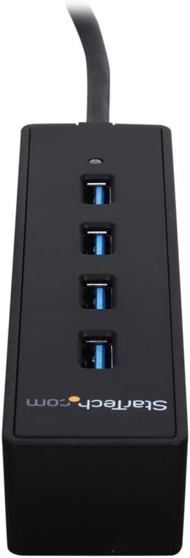 StarTech.com 4 Port USB 3.0 SuperSpeed Hub - Schwarz - Portabler externer USB Hub mit eingebautem Ka