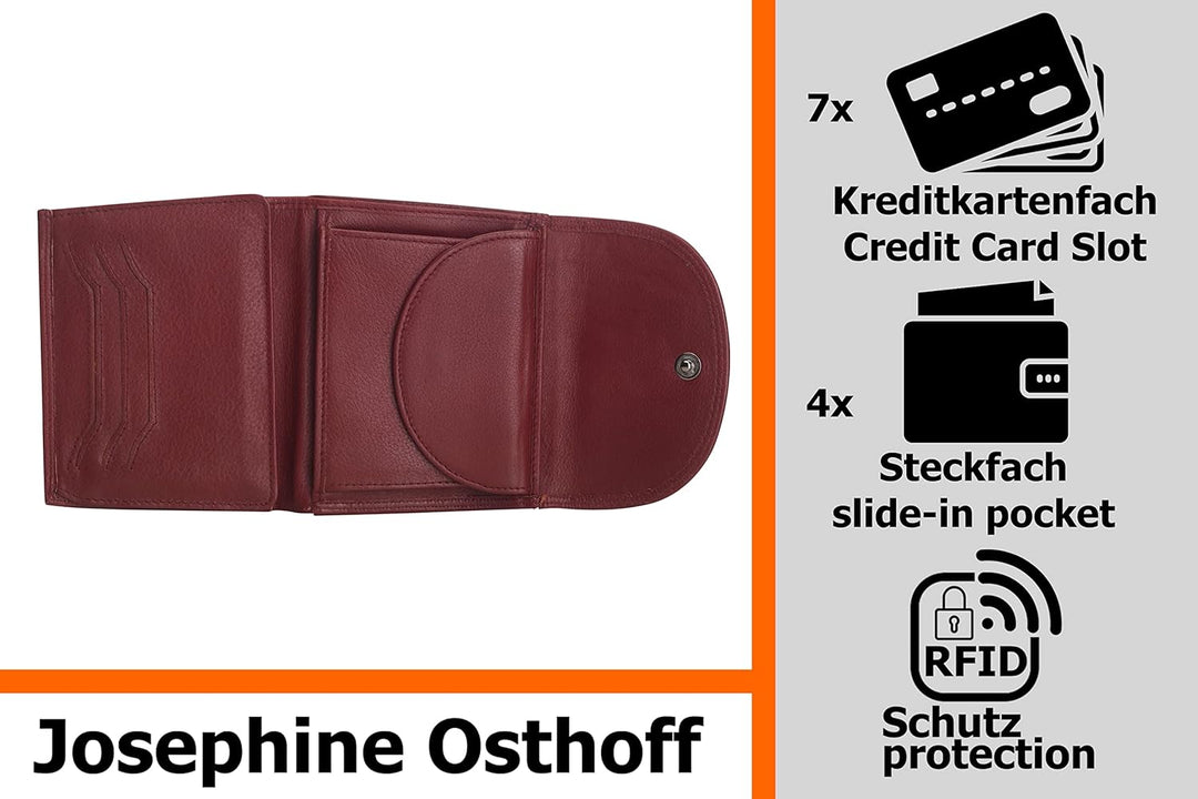 Josephine Osthoff Geldbörse Damen Leder Gross Portemonnaie KleinGeldbörse Herren Kreditkartenetui Mü