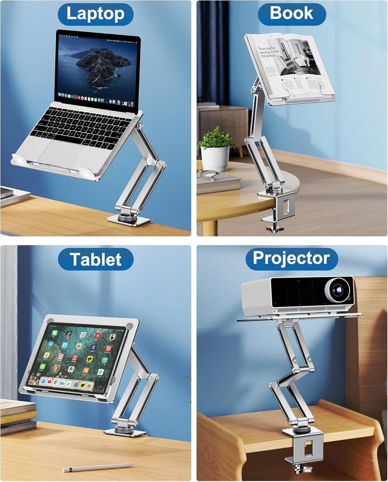 nediea Laptop Halterung für Schreibtisch, Laptop Armhalterung mit 360° Drehbarem, Aluminium Laptop T