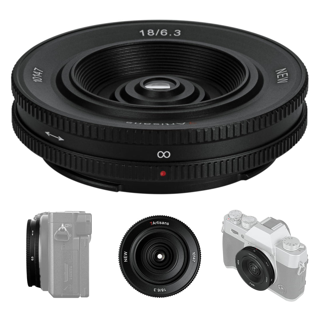 7artisans 18mm F6.3 II M43 Mount Geeignet,Ultradünnes APS-C Prime Objektiv,58g,0.3M Fokus Entfernung
