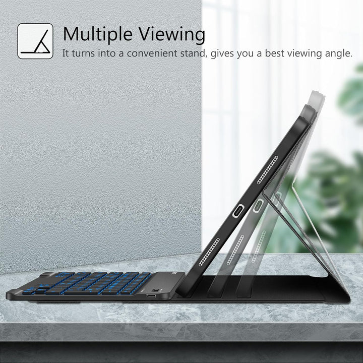Fintie Tastatur Hülle für iPad 10. Generation 2022 (10.9 Zoll), Keyboard Case mit 7-farbig Beleuchte