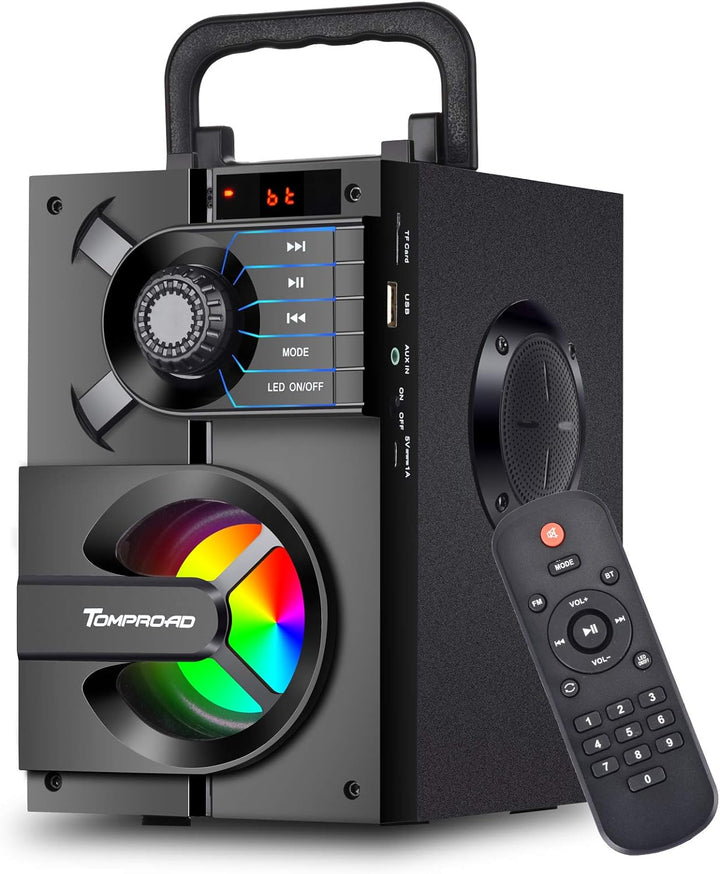 TOMPROAD Bluetooth Lautsprecher, Tragbare Bluetooth Box mit Subwoofer, kabellos Stereo Sound satter