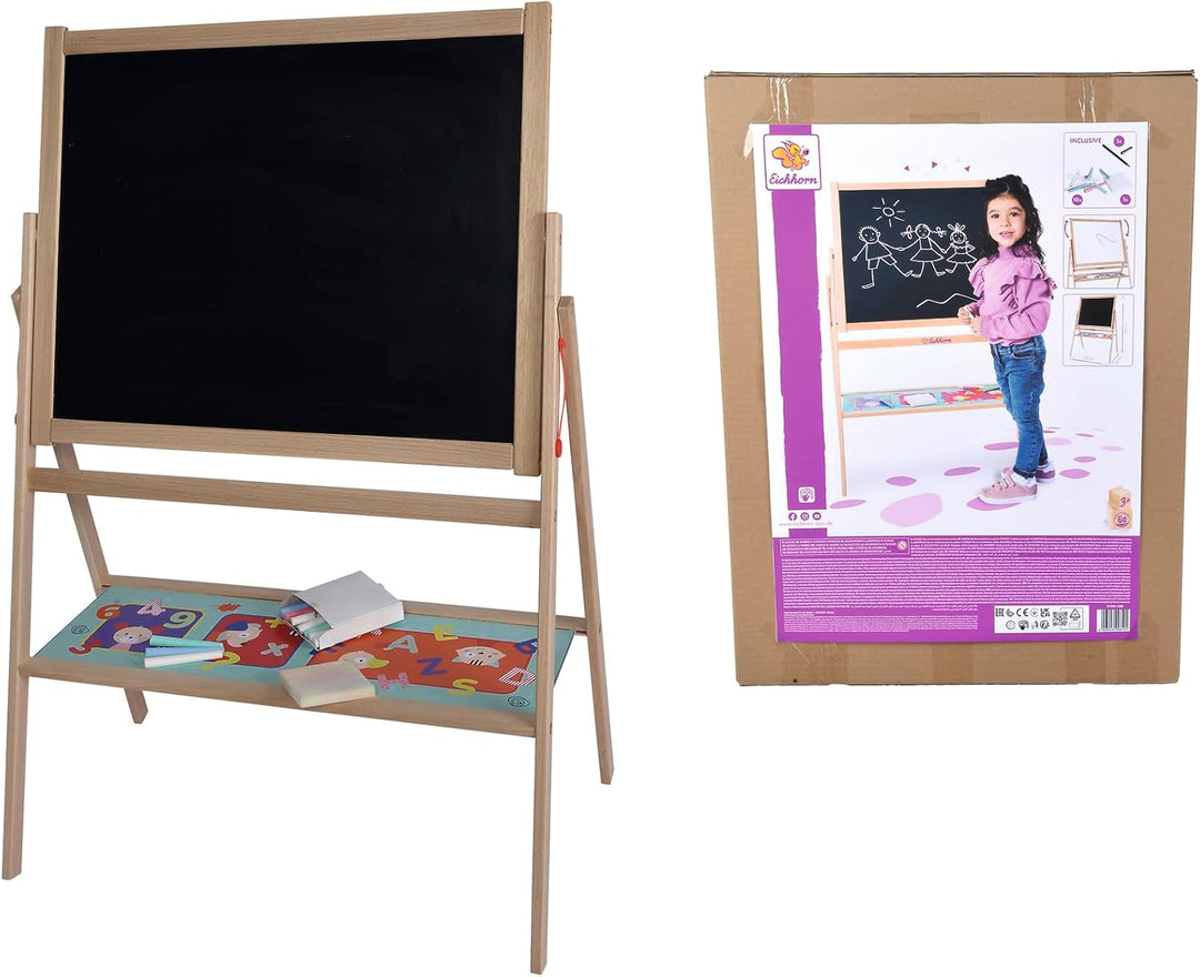 Eichhorn - Standtafel, Kindertafel mit 10 Kreiden, 1 Stift und Schwamm, zweiseitig beschreibbar, mit