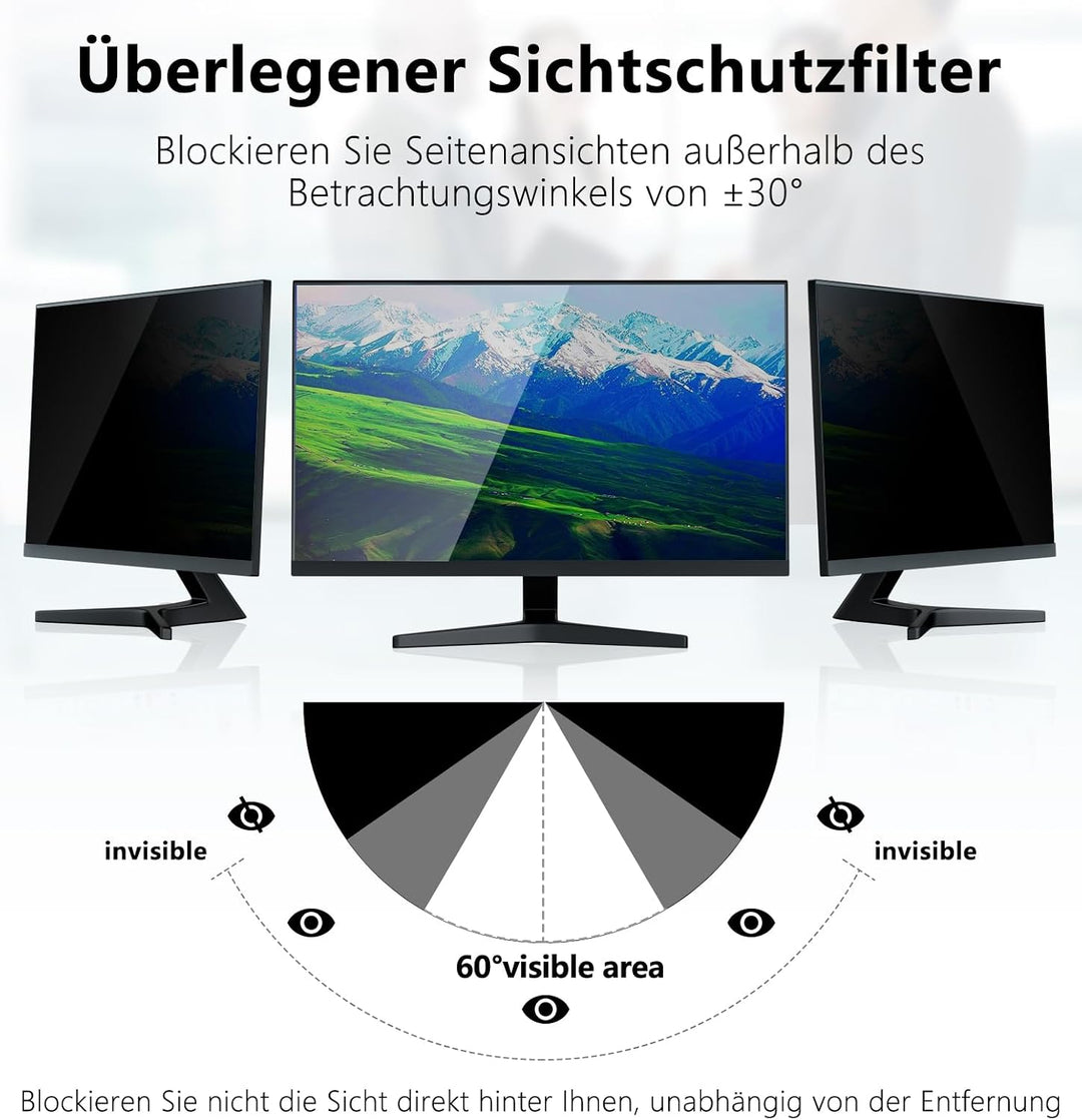 PYS Blickschutzfolie Monitor 28 zoll Sichtschutz für Monitor 16:9 | Anti-Blaulicht Blendfrei Abnehmb