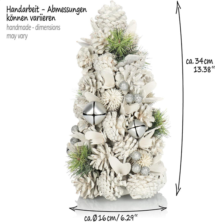 com-four® Deko-Weihnachtsbaum - dekorativer Kleiner Schmuckbaum - tolle Tischdeko in Weiss mit Glitz