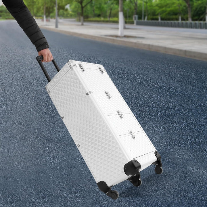 Gross Kosmetik Trolley Friseurkoffer, Rollbarer Schminkkoffer Mit Schubladen Make up Koffer Schminkk
