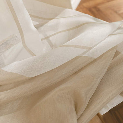 MIULEE Gardinen Gestreift Transparent mit Ösen, Voile Vorhänge Wohnzimmer Modern 2er Set, Vorhang Sc