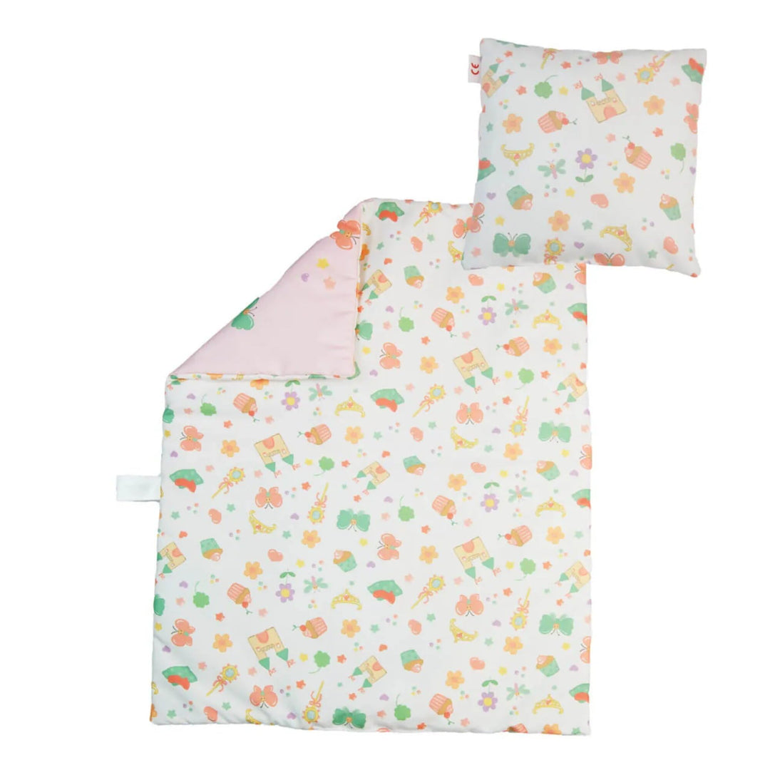 Heless 5000 - Puppenbettwäsche ''Prinzessin Emily'', in Rosa, mit Bettdecke (44 x 34 cm) und Kissen