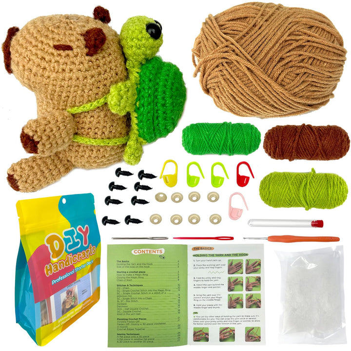 Juvanovo Capybara Häkelset für Anfänger, Capybara Stricken für Anfänger Set, Capybara Crochet set, C