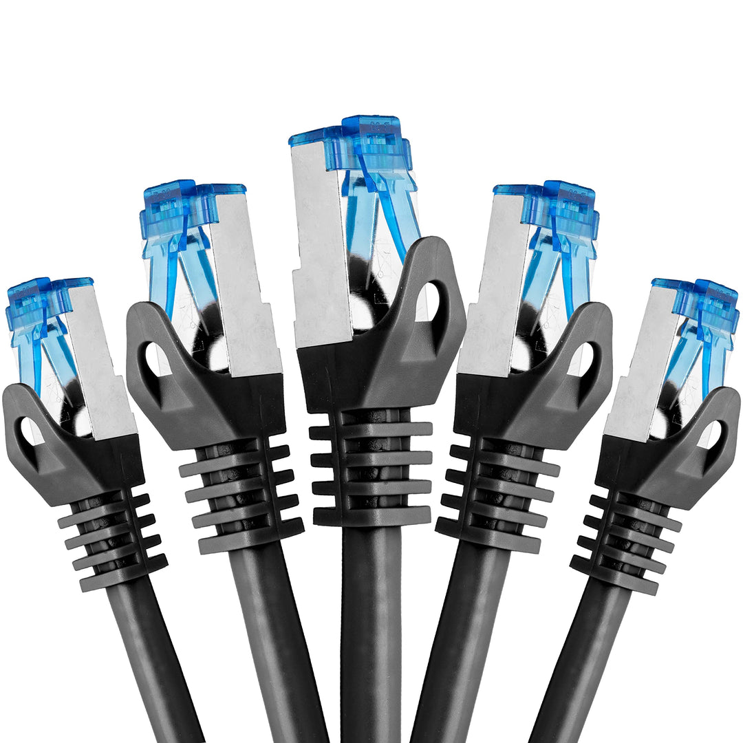 BIGtec - 5 Stück - 15m CAT.7 Gigabit Patchkabel Netzwerkkabel schwarz Kupferkabel Patch Ethernt LAN