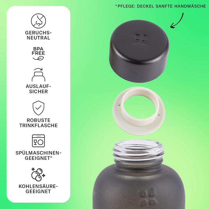 waterdrop® Starter Set Glass – 1x 1L Glass Bottle + 18 Getränkewürfel in 6 fruchtigen Sorten – Probi