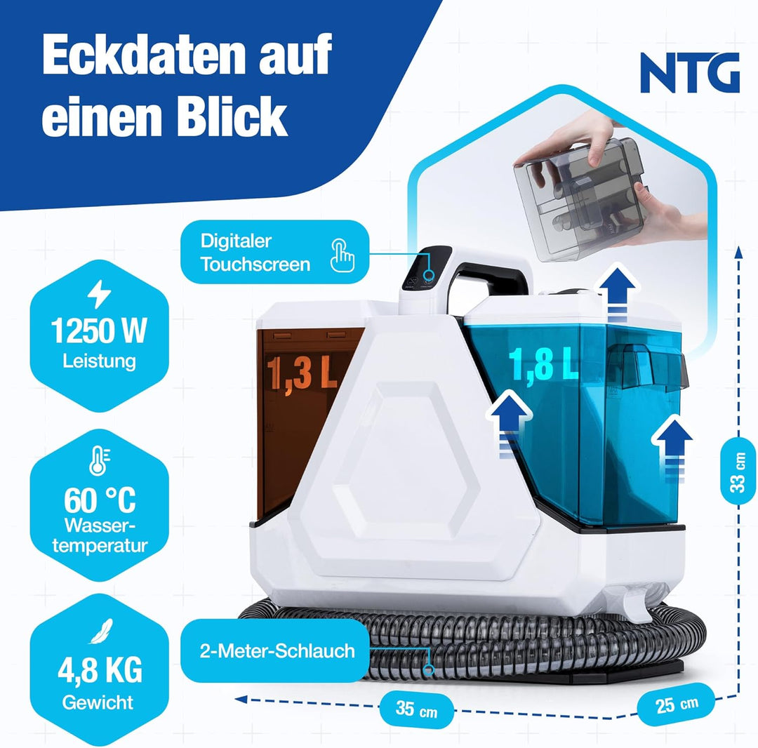 Polsterreiniger Gerät 550W | Kompakter Teppichreiniger & Waschsauger | Tragbarer Nass- & Trockensaug