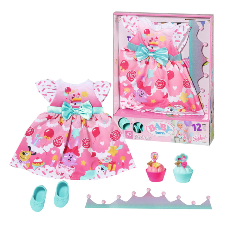 BABY born Partykleid Zapf Creation 834152 Deluxe Geburtstag 43cm-Puppenzubehör Puppenkleidung Set be