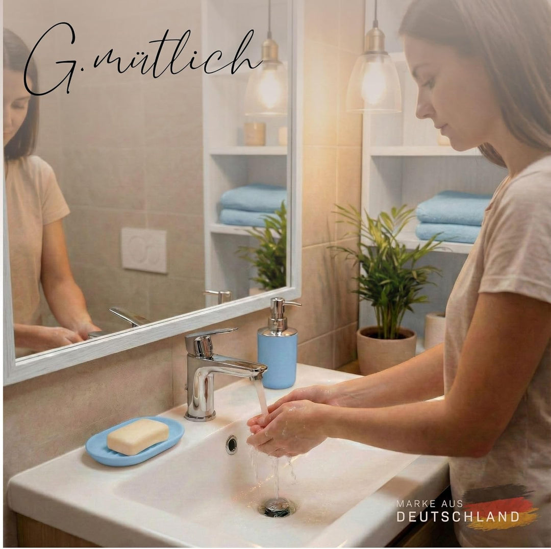 Badezimmer Set 6-teilig, Badaccessoires Komplettset Kunststoff, WC Garnitur mit Klobürste, Mülleimer