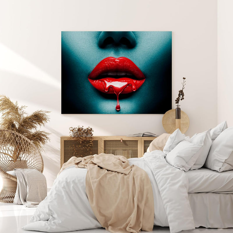 wandmotiv24 Leinwandbild 260 g/m² - Kunstdruck auf Leinwand - Wandkunst - Wandbild mit Frauen Lippen