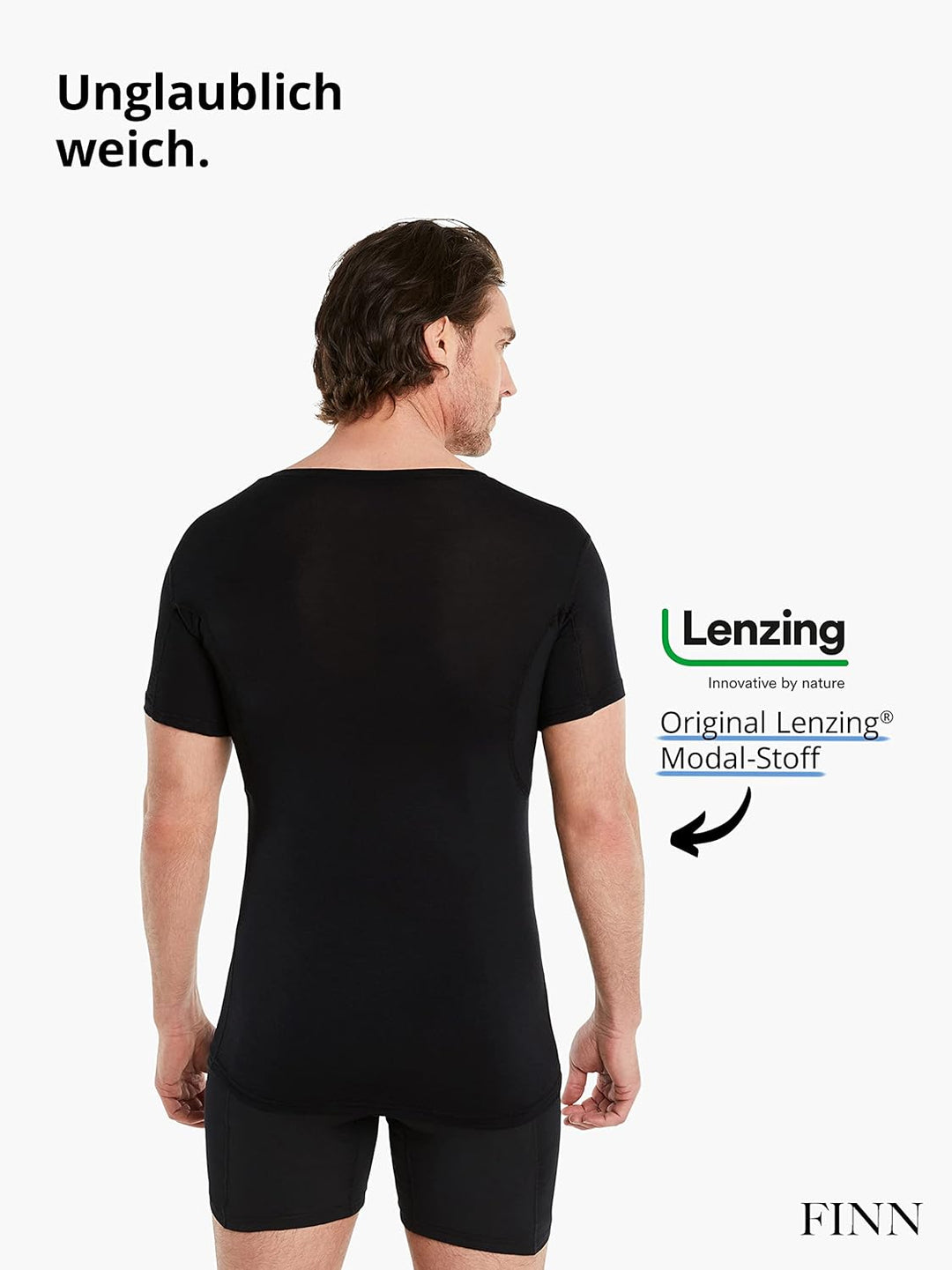 FINN Anti-Schweiss Unterhemd Herren mit Rundhals-Ausschnitt - Unterziehshirt Männer mit Einsätzen ge